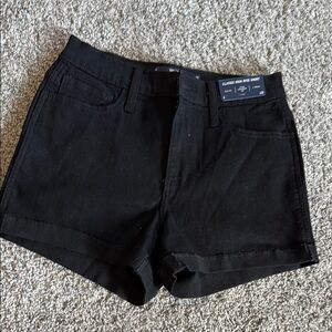 Hollister Black High Waist Denim Shorts Frayed Hem New w Tags